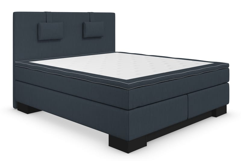Superior Lyx Komplett Sengepakke 180 cm Mørkeblå - Svart Sokkel - Komplett sengepakke - Kontinentalsenger - Dobbeltsenger