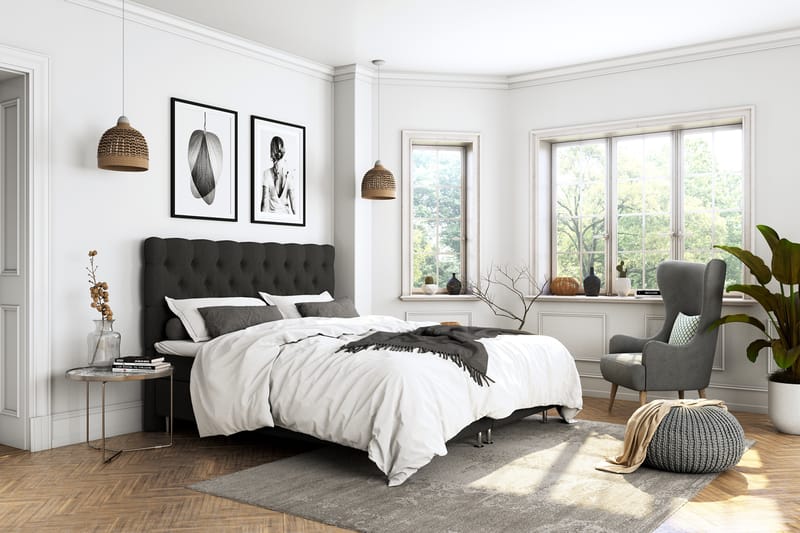 Superior Lyx Kontinentalseäng 180x200 cm Svart - Sølv Ben - Møbler - Senger - Kontinentalsenger