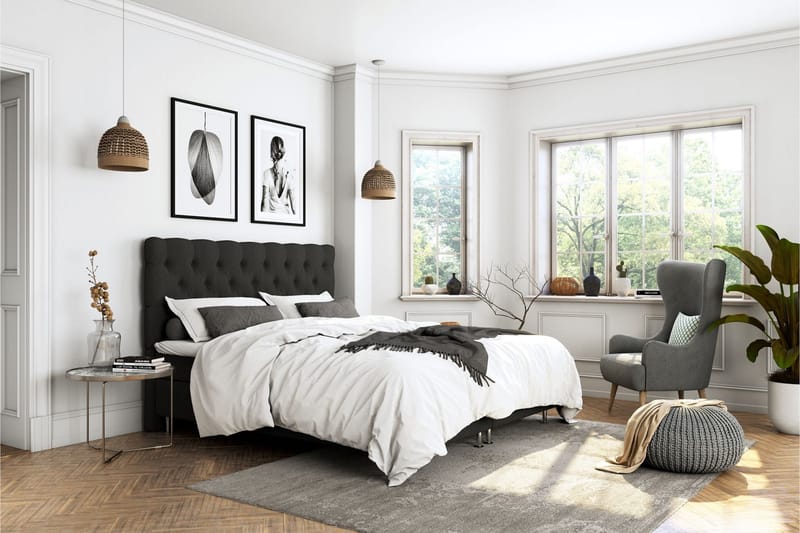 Superior Lyx Kontinentalseng 140x200 cm Svart - Eikeben - Møbler - Senger - Kontinentalsenger