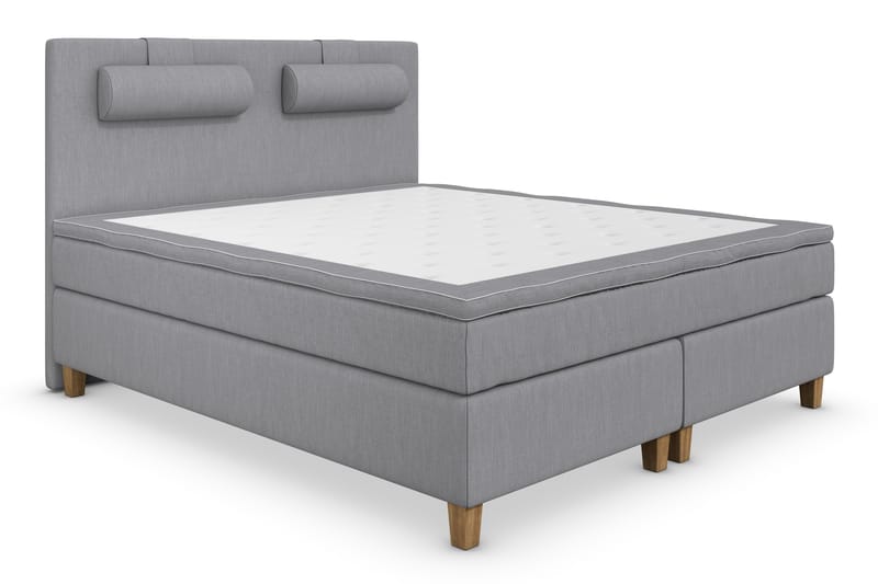 Superior Lyx Kontinentalseng 160x200 cm Lysegrå - Eikeben - Møbler - Senger - Kontinentalsenger
