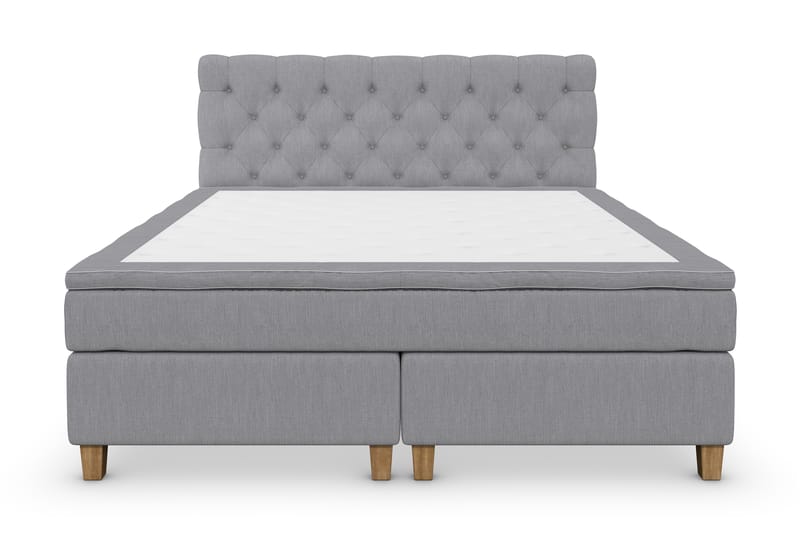 Superior Lyx Kontinentalseng 160x200 cm Lysegrå - Eikeben - Møbler - Senger - Kontinentalsenger