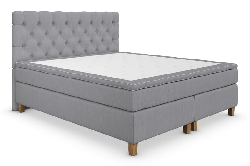 Superior Lyx Kontinentalseng 160x200 cm Lysegrå - Eikeben - Møbler - Senger - Kontinentalsenger