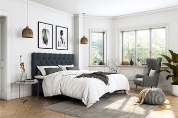 Superior Lyx Kontinentalseng 160x200 cm Mørkeblå - Eikeben - Møbler - Senger - Kontinentalsenger