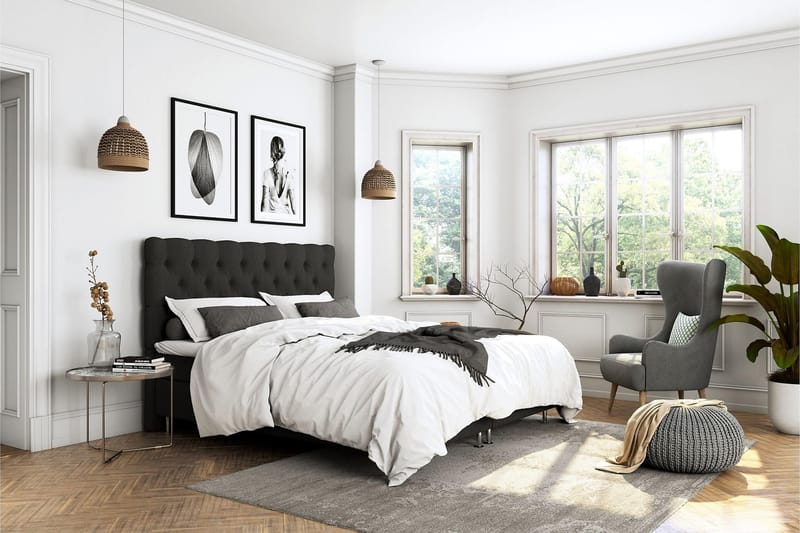 Superior Lyx Kontinentalseng 160x200 cm Svart - Svarte Ben - Møbler - Senger - Kontinentalsenger