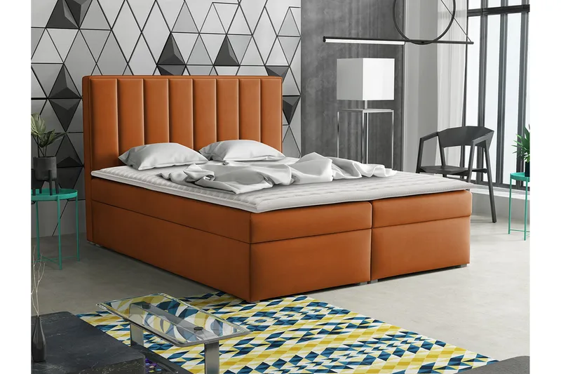 Valasco Kontinentalseng 160x200 cm - Brun/Oransje - Møbler - Senger - Kontinentalsenger