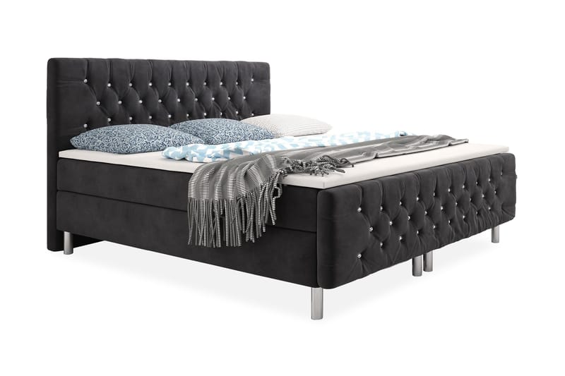 Velluto Crystal Komplett Sengepakke 160x200, Svart/Hvit