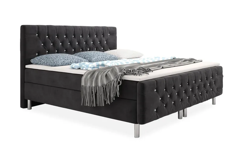 Velluto Crystal Komplett Sengepakke 160x200, Svart/Hvit