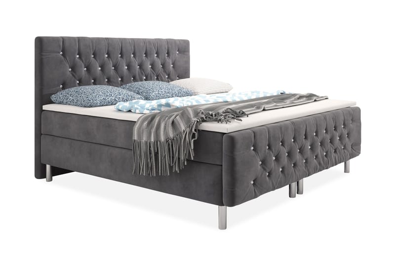 Velluto Crystal Komplett Sengepakke 180x200 - Grå/Hvit - Møbler - Senger - Kontinentalsenger
