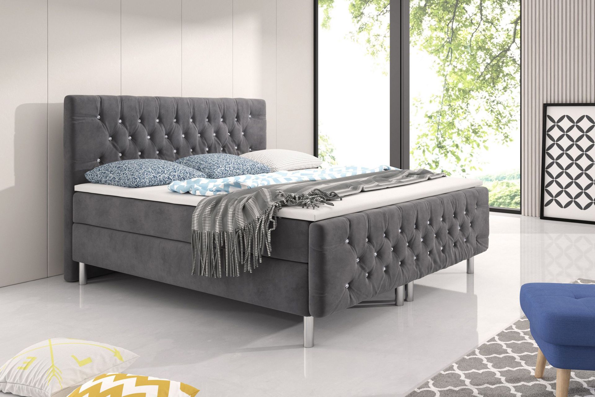 Velluto Crystal Komplett Sengepakke 180x200 - Grå/Hvit - Møbler - Senger - Kontinentalsenger