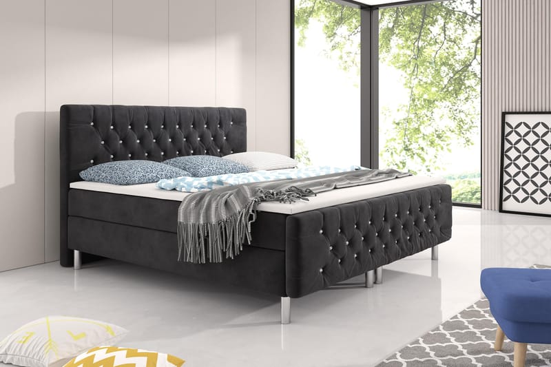 Velluto Crystal Komplett Sengepakke 180x200 - Svart/Hvit - Møbler - Senger - Kontinentalsenger