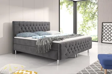 Velluto Komplett Sengepakke 160x200 - Grå/Hvit - Møbler - Senger - Kontinentalsenger