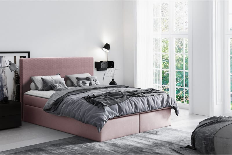 Laargard Kontinentalseng med Oppbevaring 140x200 - Rosa - Møbler - Senger - Kontinentalsenger