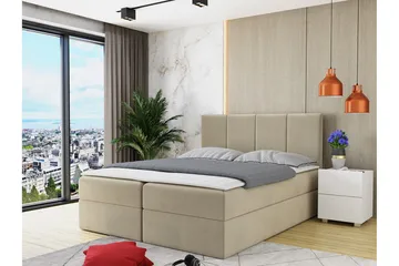 Laggano Kontinentalseng 160x200 cm + Overmadrass - Beige - Møbler - Senger - Kontinentalsenger