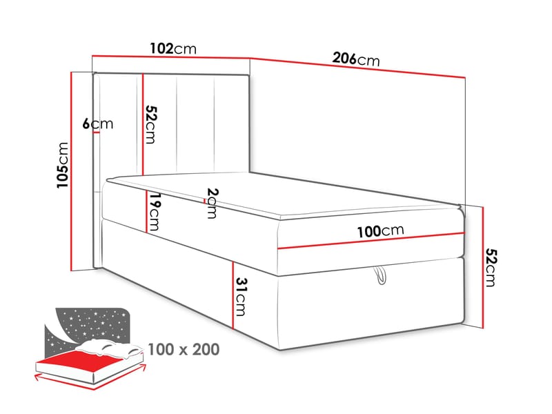 Laggano sengepakke kontinentalseng 100x200 cm - mørkegrønn - Møbler - Senger - Komplett sengepakke