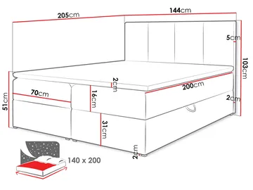 Laggano sengepakke kontinentalseng 140x200 cm - mørkegrå - Møbler - Senger - Komplett sengepakke