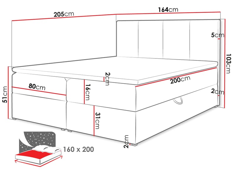 Laggano sengepakke kontinentalseng 160x200 cm - taupe - Møbler - Senger - Komplett sengepakke