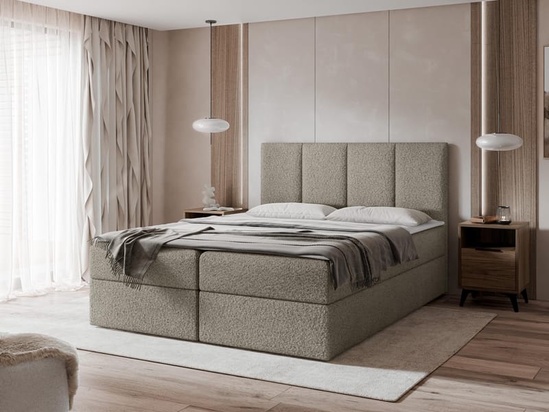 Laggano sengepakke kontinentalseng 160x200 cm - taupe - Møbler - Senger - Komplett sengepakke