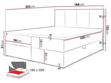 Laggano sengepakke kontinentalseng 180x200 cm - grå - Møbler - Senger - Komplett sengepakke