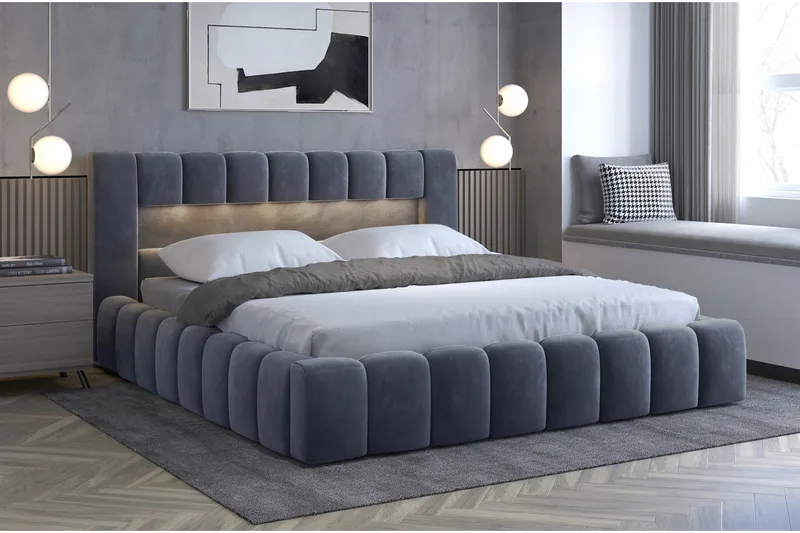 Lamica Sengeramme med Oppbevaring 140x200 cm - Mørkegrå - Møbler - Senger - Sengeramme & sengestamme