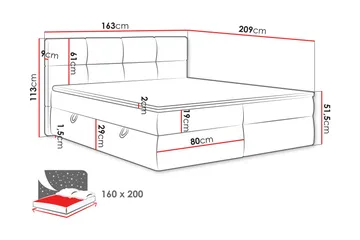 Leckersbo Komplett Sengeløsning Kontinentalseng med oppbevaring 160x200 cm - Svart - Møbler - Senger - Komplett sengepakke