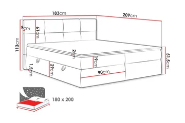 Leckersbo Komplett Sengeløsning Kontinentalseng med oppbevaring 180x200 cm - Svart - Møbler - Senger - Komplett sengepakke