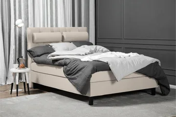Lucky Komplett Sengepakke 140x200 Skum Diamant Sengegavl - Beige - Møbler - Senger - Komplett sengepakke