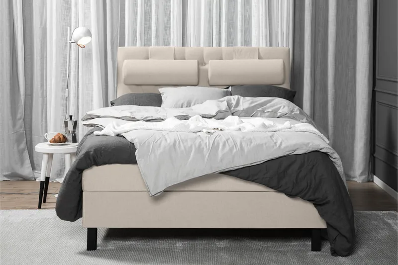 Lucky Komplett Sengepakke 140x200 Skum Diamant Sengegavl - Beige - Møbler - Senger - Komplett sengepakke