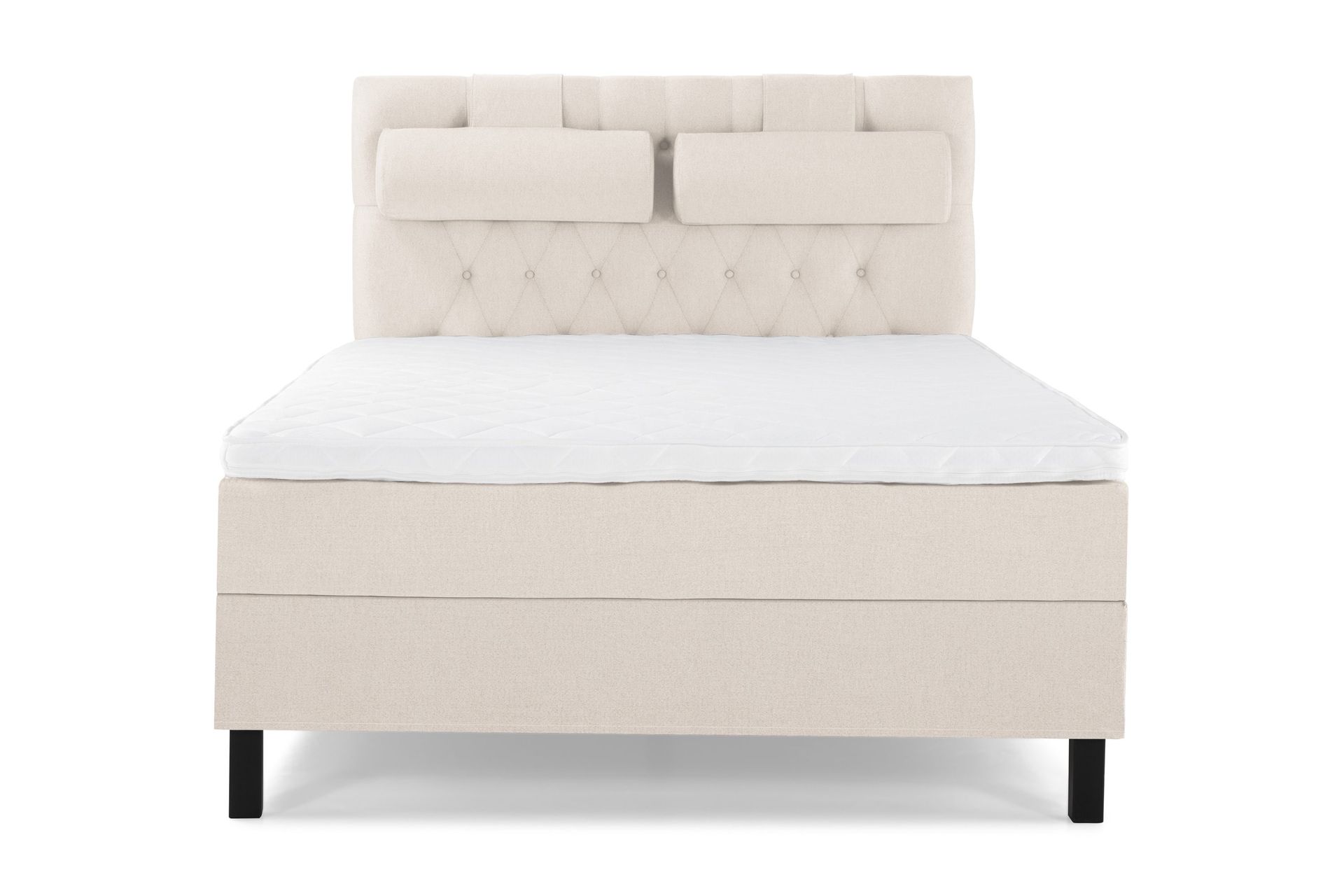 Lucky Komplett Sengepakke 140x200 Skum Diamant Sengegavl - Nakkepute Stor Beige