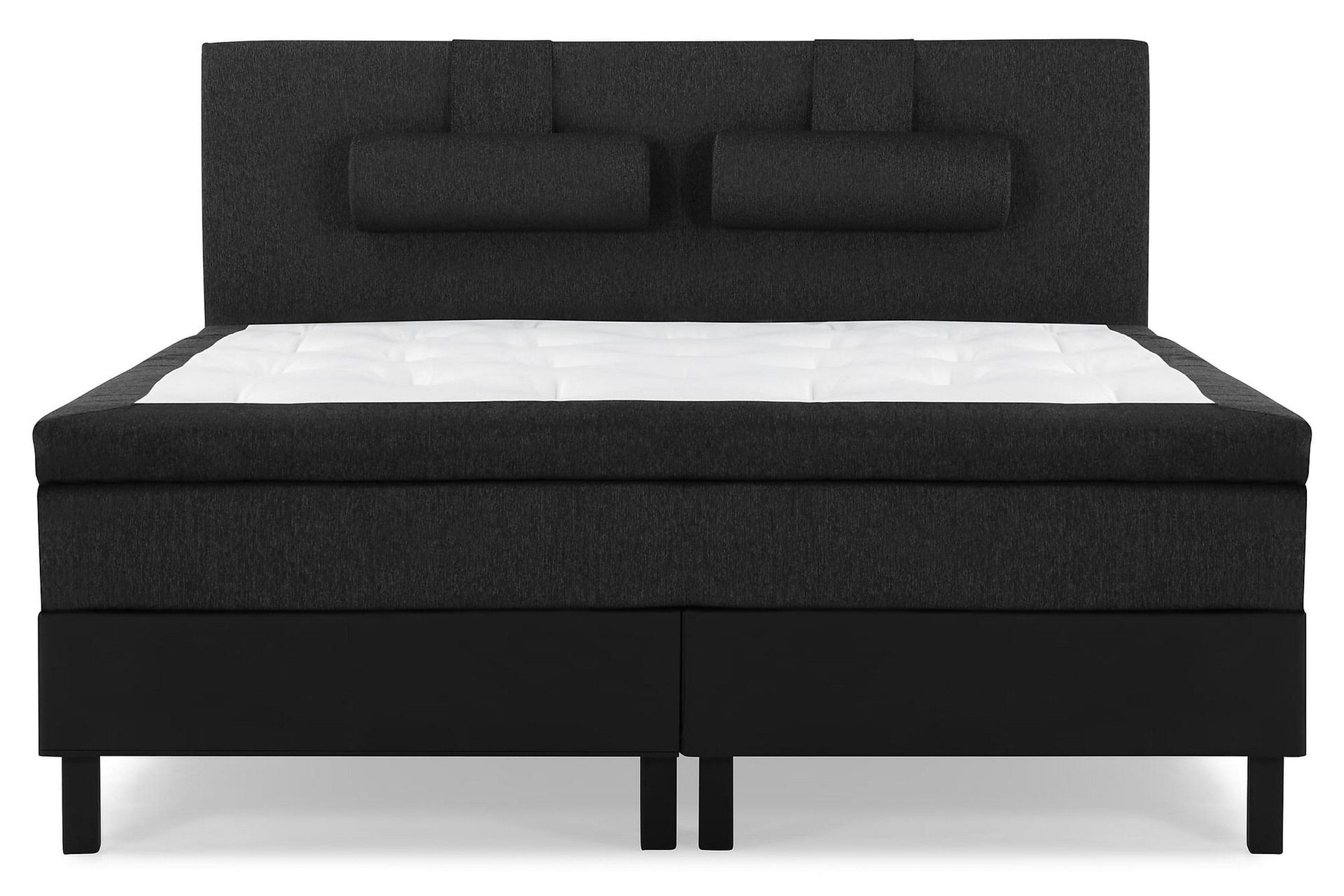 Lucky Komplett Sengepakke 160x200 Lateks Glatt Sengegavl - Nakkepute Stor Svart/Grå/PU