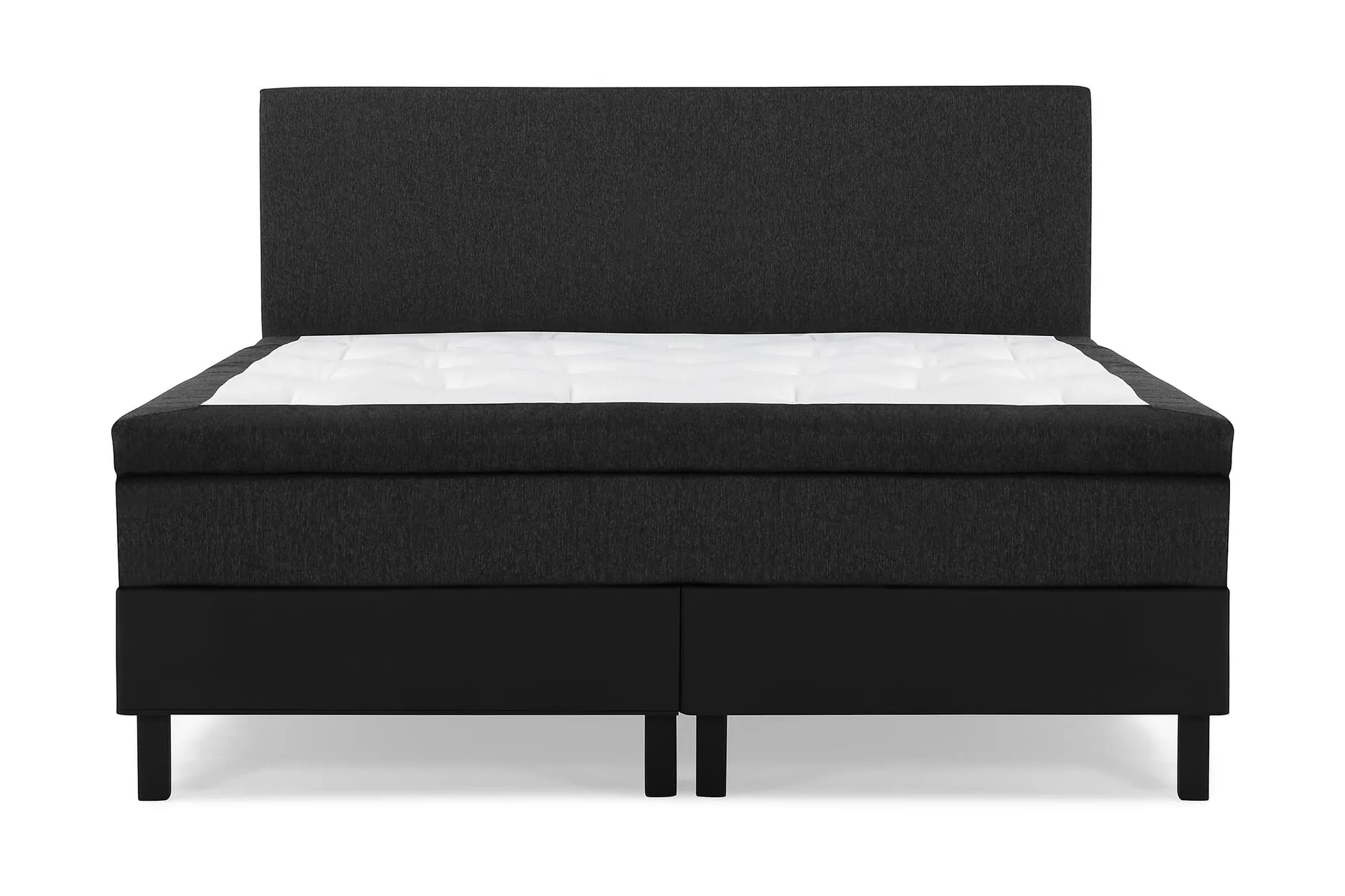 Lucky Komplett Sengepakke 160x200 Lateks Glatt Sengegavl - Svart/Grå/PU