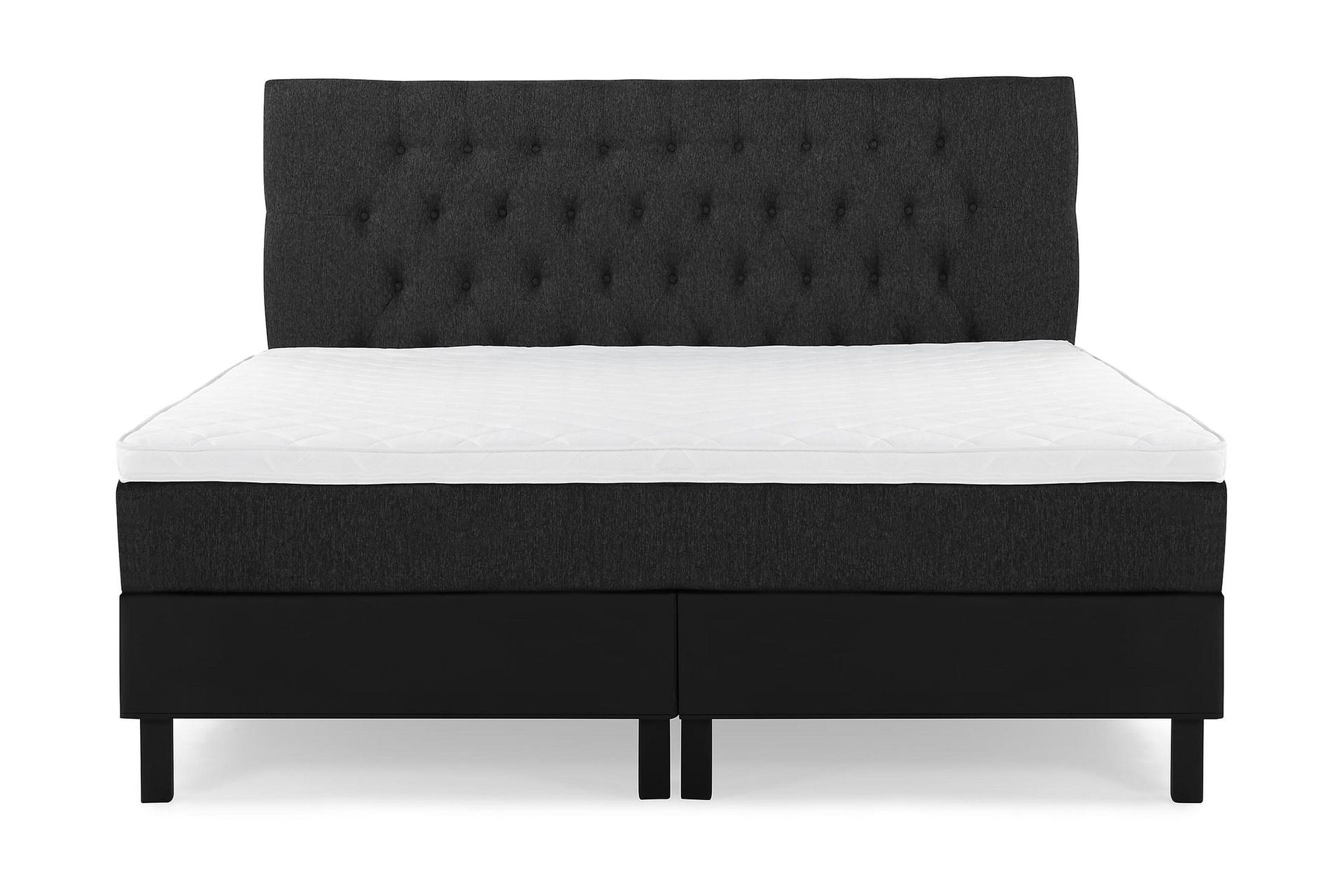 Lucky Komplett Sengepakke 160x200 Skum Diamant Sengegavl - Svart/Grå/PU