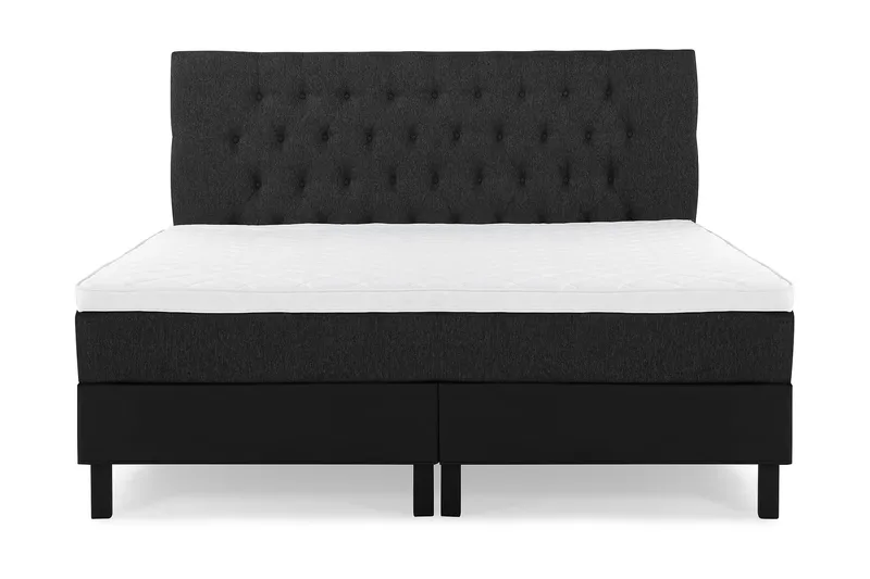 Lucky Komplett Sengepakke 160x200 Skum Diamant Sengegavl, Svart/Grå/PU