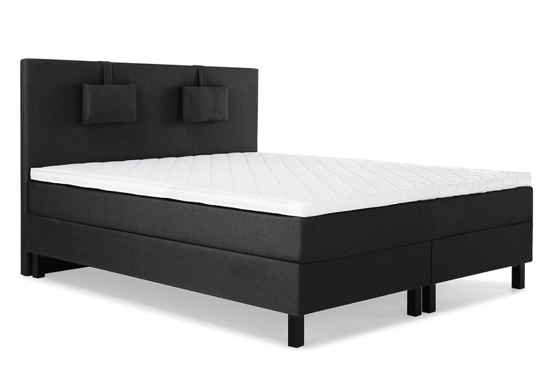 Lucky Komplett Sengepakke 160x200 Skum Glatt Sengegavl - Nakkepute Liten Svart/Grå - Møbler - Senger - Komplett sengepakke