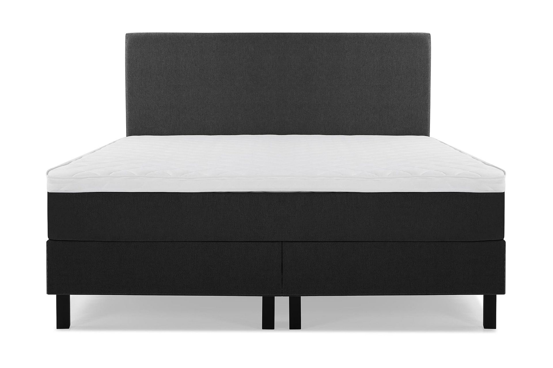 Lucky Komplett Sengepakke 160x200 Skum Glatt Sengegavl - Svart/Grå