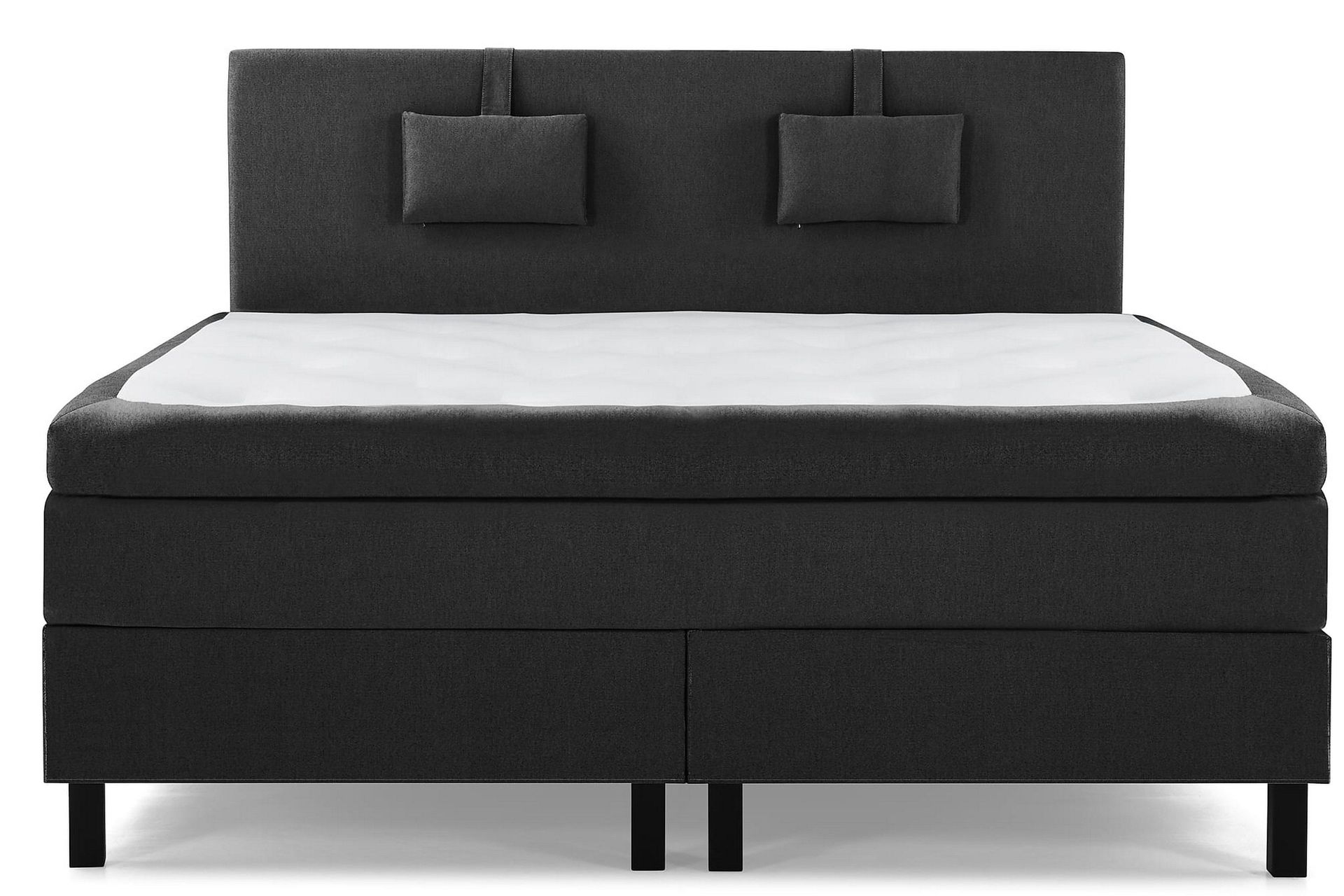 Lucky Komplett Sengepakke 160x200 Polyeter Glatt Sengegavl - Nakkepute Liten Svart/Grå