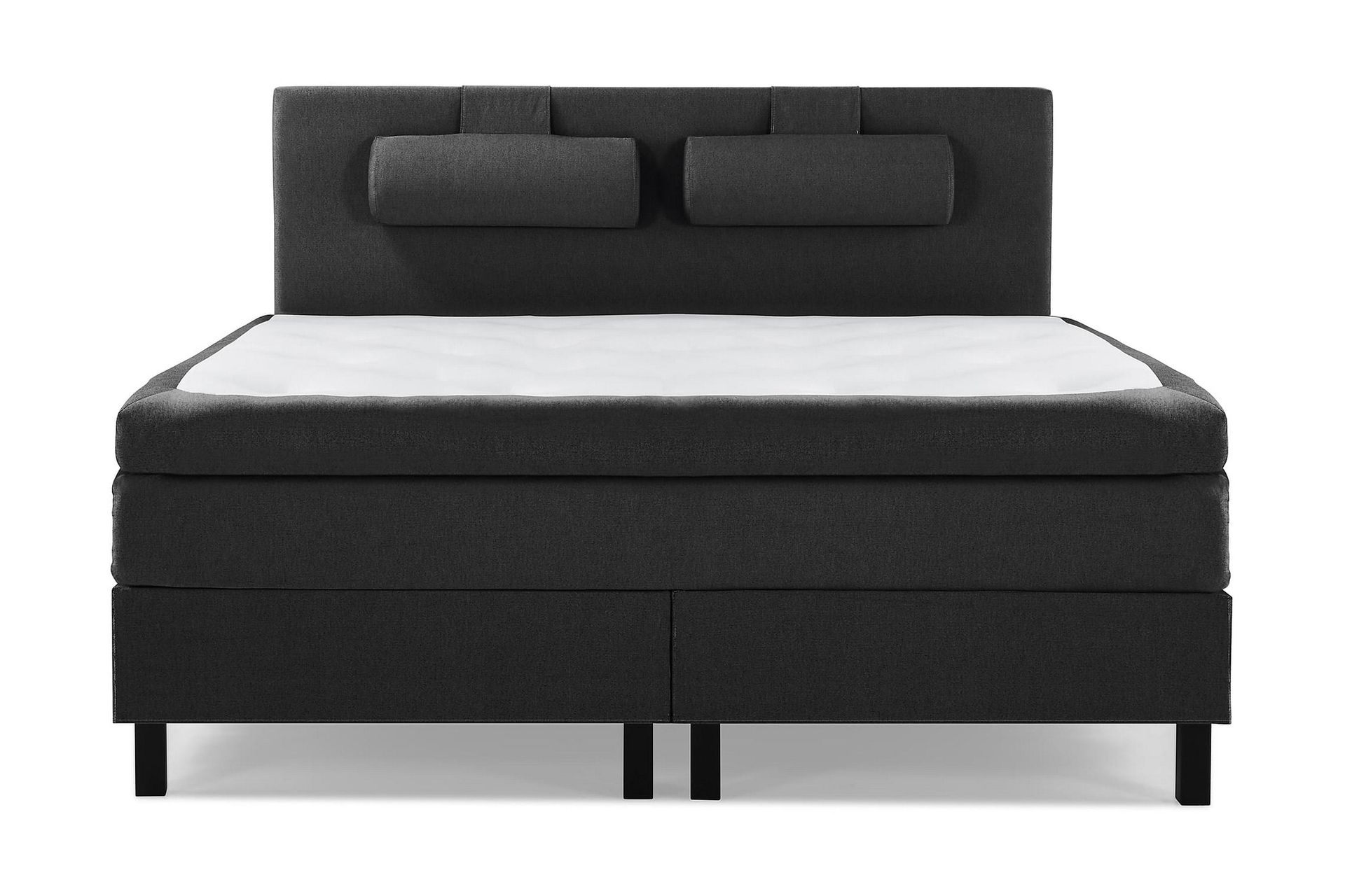 Lucky Komplett Sengepakke 180x200 Lateks Glatt Sengegavl - Nakkepute Stor Svart/Grå