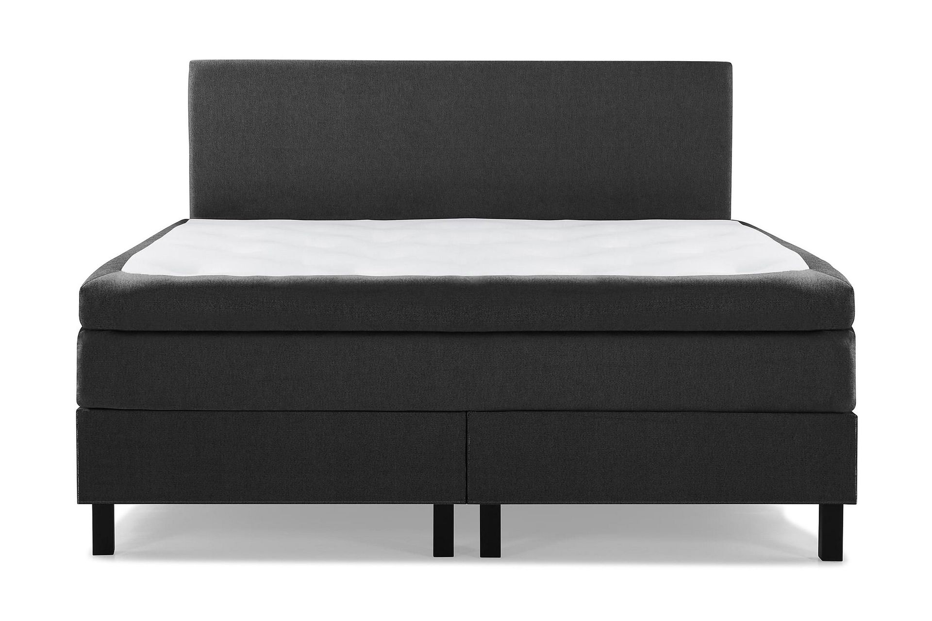 Lucky Komplett Sengepakke 180x200 Memory Glatt Sengegavl - Svart/Grå/PU