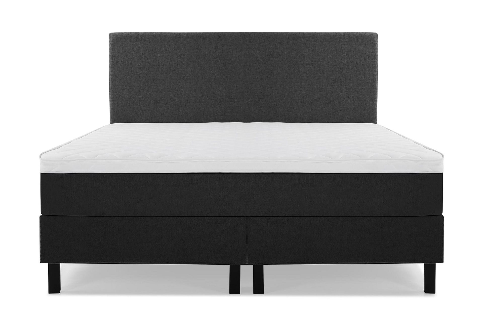 Lucky Komplett Sengepakke 180x200 Skum Glatt Sengegavl - Svart/Grå