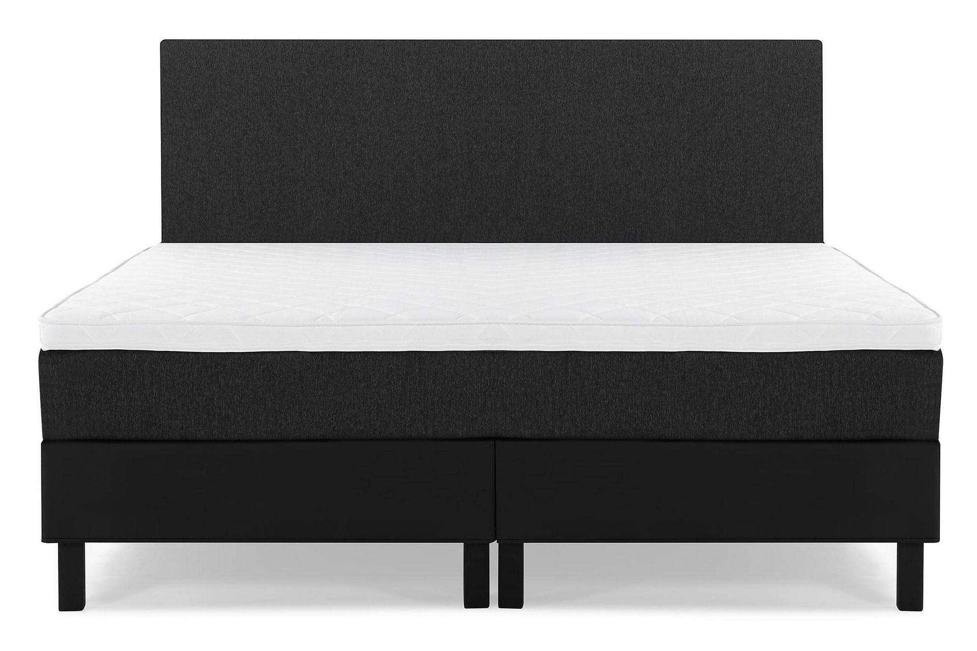 Lucky Komplett Sengepakke 180x200 Skum Glatt Sengegavl - Svart/Grå/PU