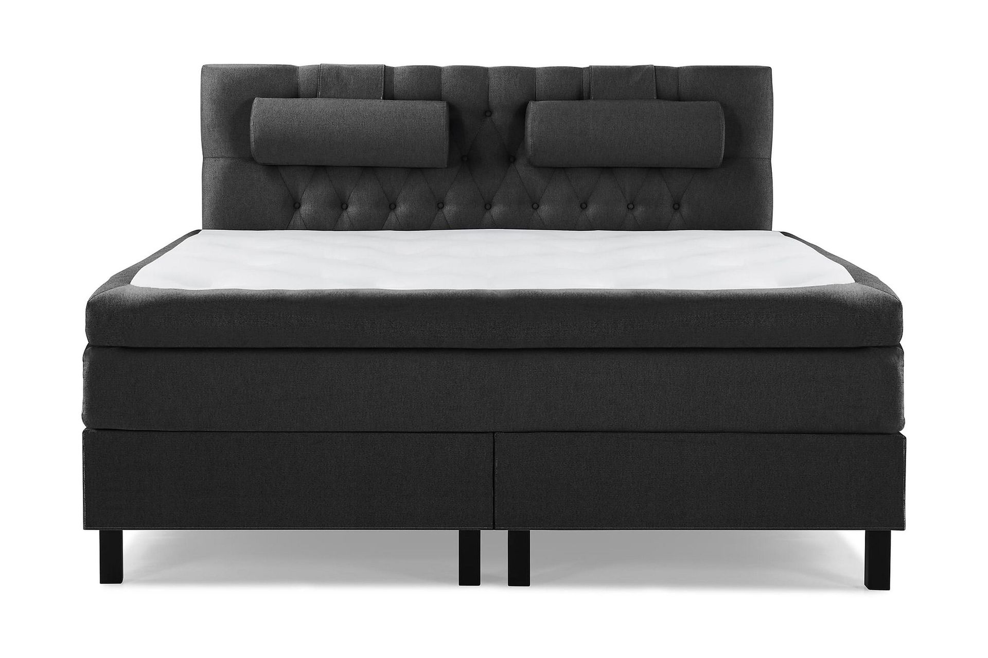 Lucky Komplett Sengepakke 180x200 Polyeter Diamant Sengegavl - Nakkepute Stor Svart/Grå