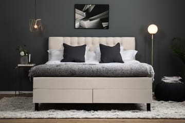 Lucky Komplett Sengpakke 160x200 cm Dobbeltseng med Sengegavl + Madrassbeskytter - Beige - Møbler - Senger - Komplett sengepakke