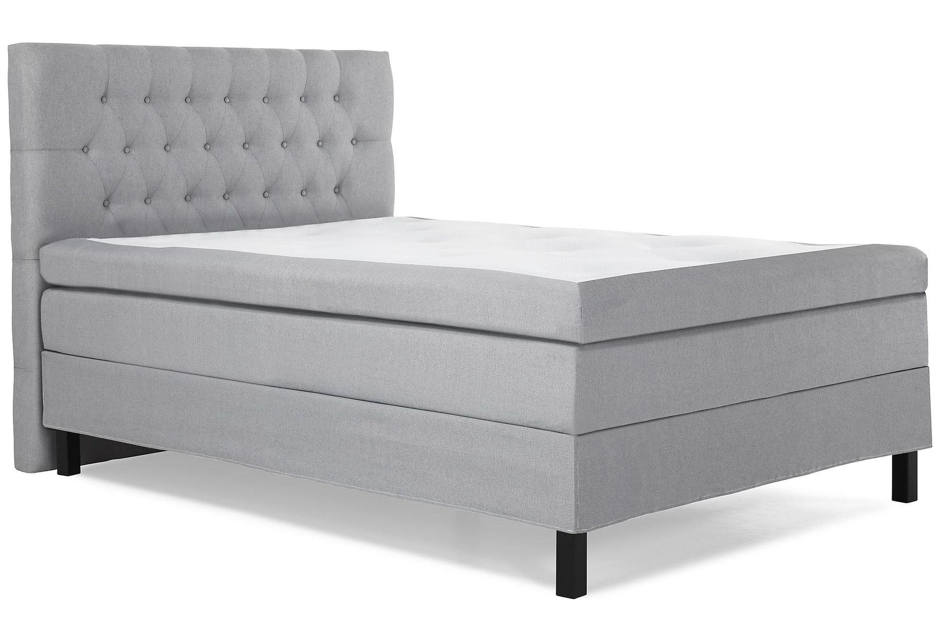 Lucky Komplett Sengpakke Polyeter Diamant Sengegavl 140x200 cm + Madrassbeskytter - Grå - Møbler - Senger - Komplett sengepakke