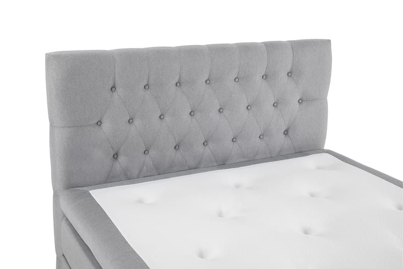 Lucky Komplett Sengpakke Polyeter Diamant Sengegavl 140x200 cm + Madrassbeskytter - Grå - Møbler - Senger - Komplett sengepakke