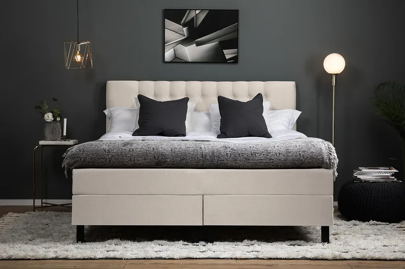 Lucky Kontinentalseng 180x200 cm Polyeter - Beige - Møbler - Senger - Komplett sengepakke