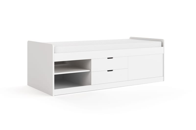 Lundvik sengeramme 90x200 cm med oppbevaring inklusive madrass - Hvit - Møbler - Senger - Sengeramme & sengestamme