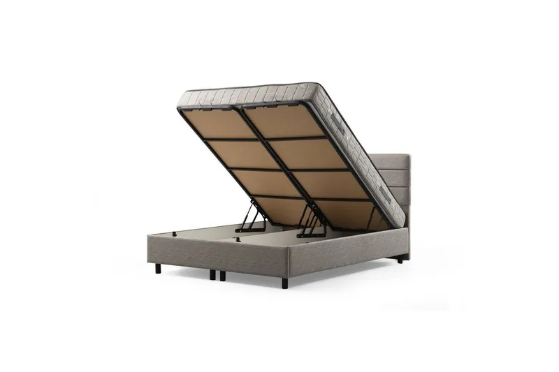 Madrass, Underdel og Hodegjerde Sonyi Sett Lys Grå - 120 x 114 x 200 cm - Møbler - Senger - Sengeramme & sengestamme