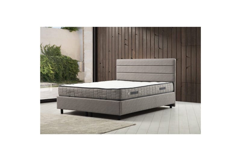 Madrass, Underdel og Hodegjerde Sonyi Sett Lys Grå - 90 x 114 x 190 cm - Møbler - Senger - Sengeramme & sengestamme