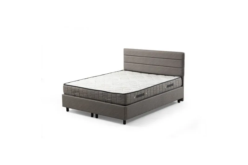 Madrass, Underdel og Hodegjerde Sonyi Sett Lys Grå - 90 x 114 x 190 cm - Møbler - Senger - Sengeramme & sengestamme