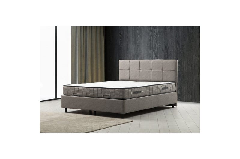 Madrass, Underdel og Hodegjerde Sudalmuni Sett Lysegrå - 120 x 114 x 200 cm - Møbler - Senger - Sengeramme & sengestamme