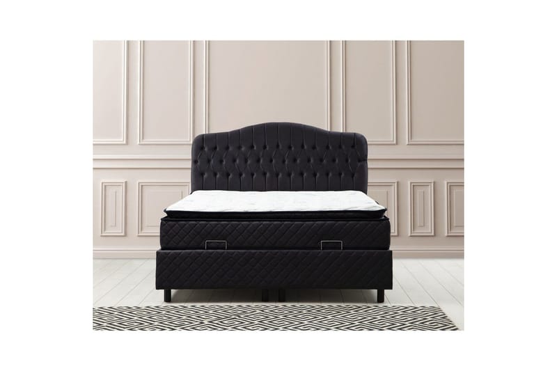 Dobbel madrass, base og hodegjerde Subato Sett Antrasitt - 160 x 35 x 208 cm - Møbler - Senger - Madrasser - Overmadrass